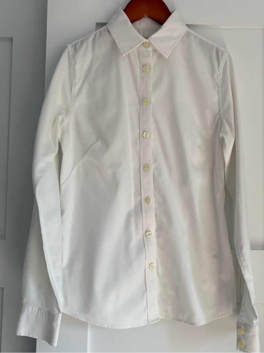 Banana Republic Non-Iron Fitted Stretch Button Up Shirt - Crisp White (Size 4P)